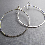 Extra Large Hammered Sterling Silver Hoops